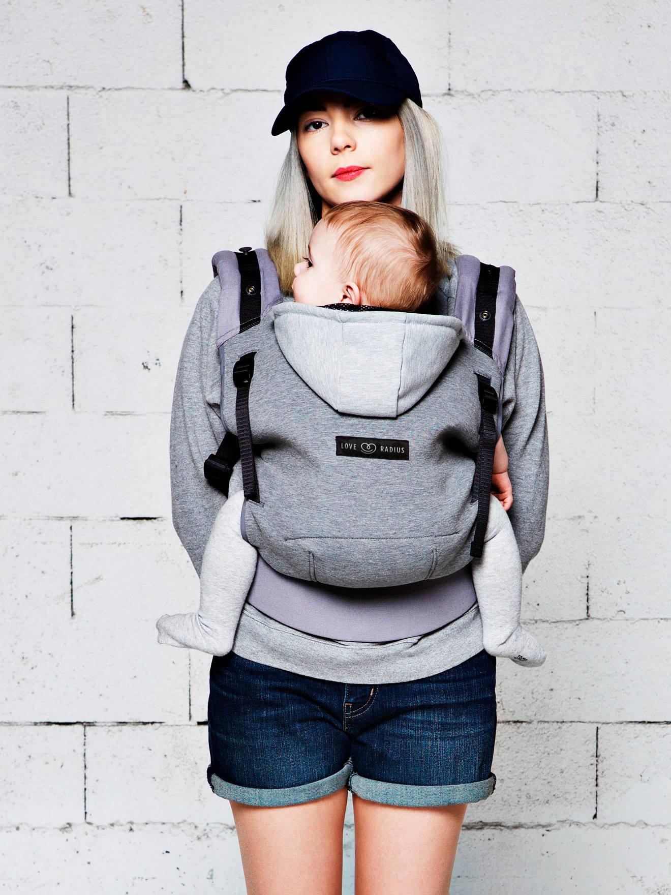 Pack HoodieCarrier + cale-tête et réhausseur LOVE RADIUS gris flanelle