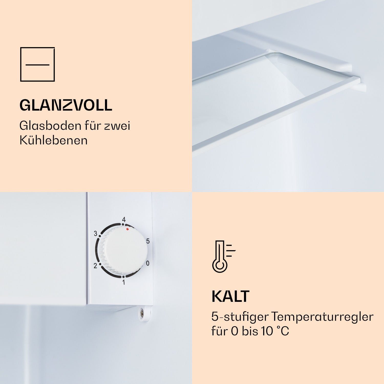 Klarstein Table Top Kühlschrank HEA20-Pastel-46 10036181, 44.5 cm hoch, 48 cm breit