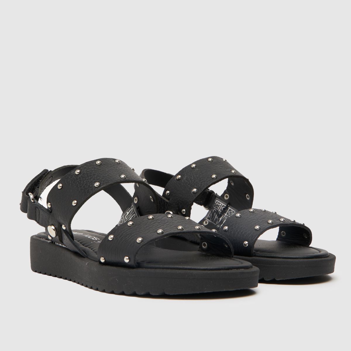 schuh svarta teach-lädersandaler för flickor
