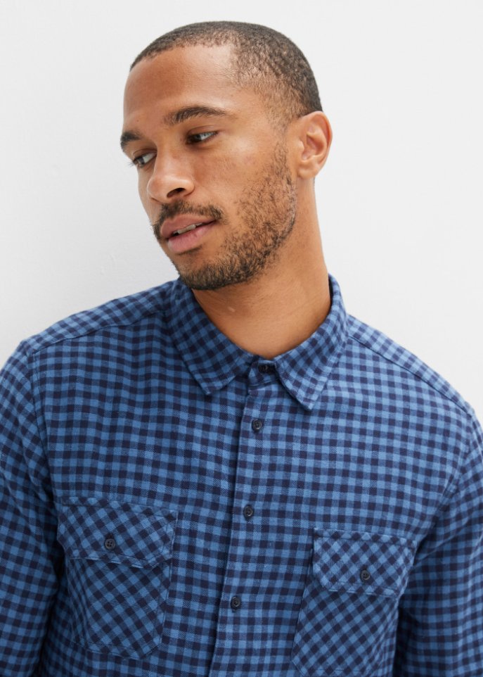 Flanell-Langarmhemd, Slim Fit