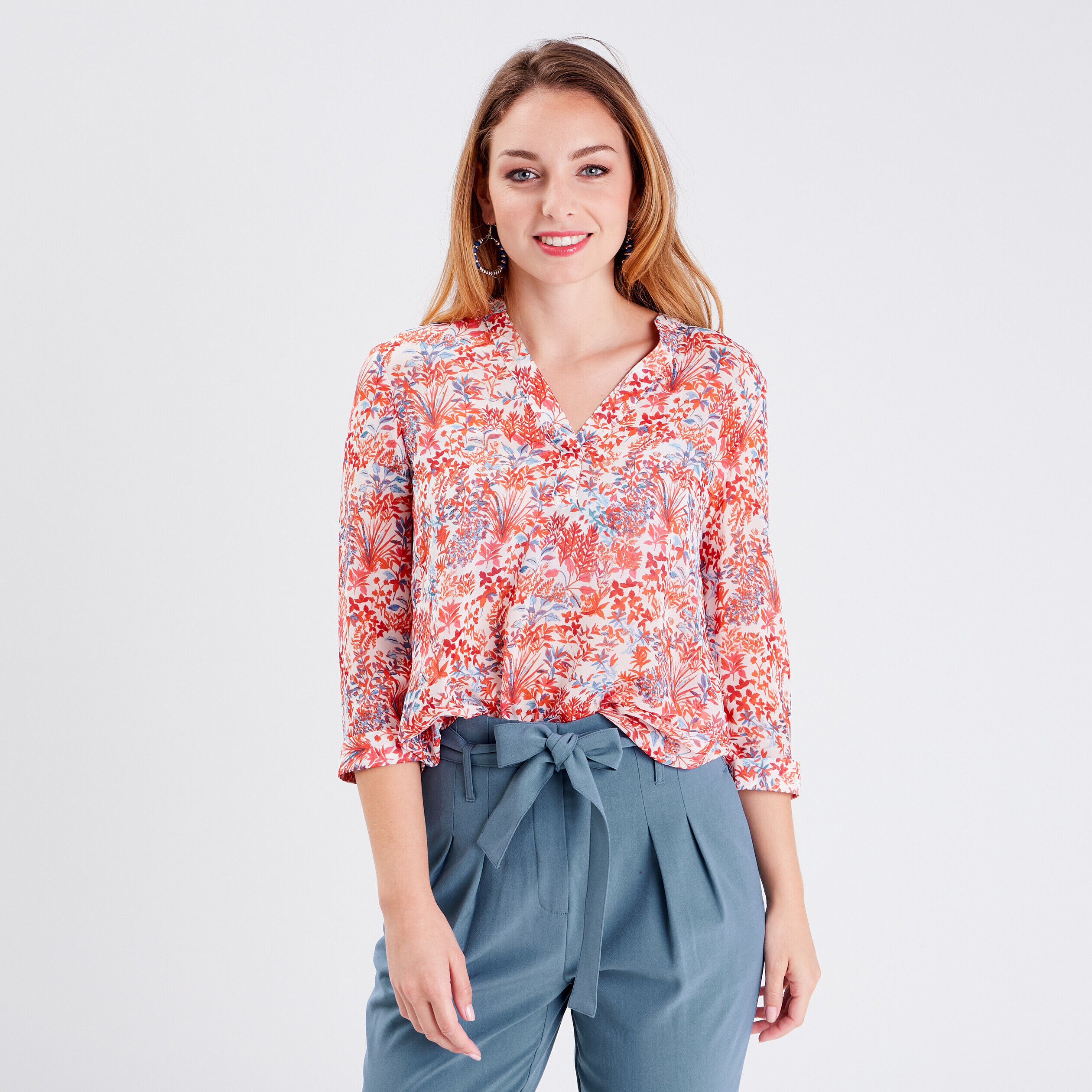 Blouse manches 3/4 blanc femme | Cache Cache
