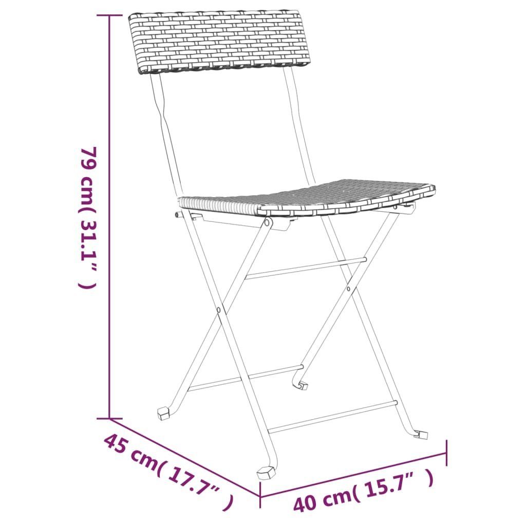 vidaXL Gartenlounge-Set 3-tlg. Bistro-Set Klappbar Grau Poly Rattan, (3-tlg)