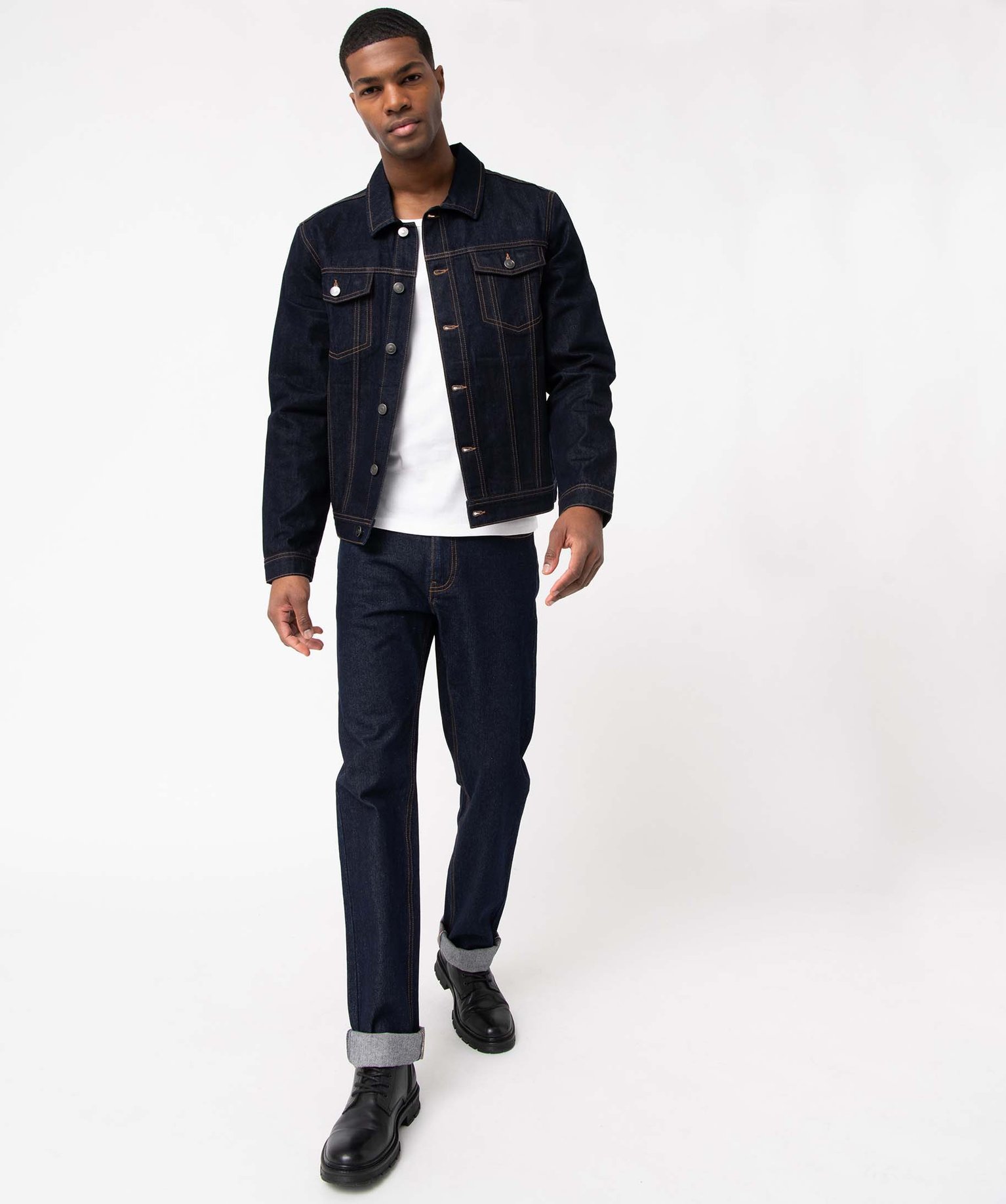 Veste en jean homme coupe droite brut | GEMO