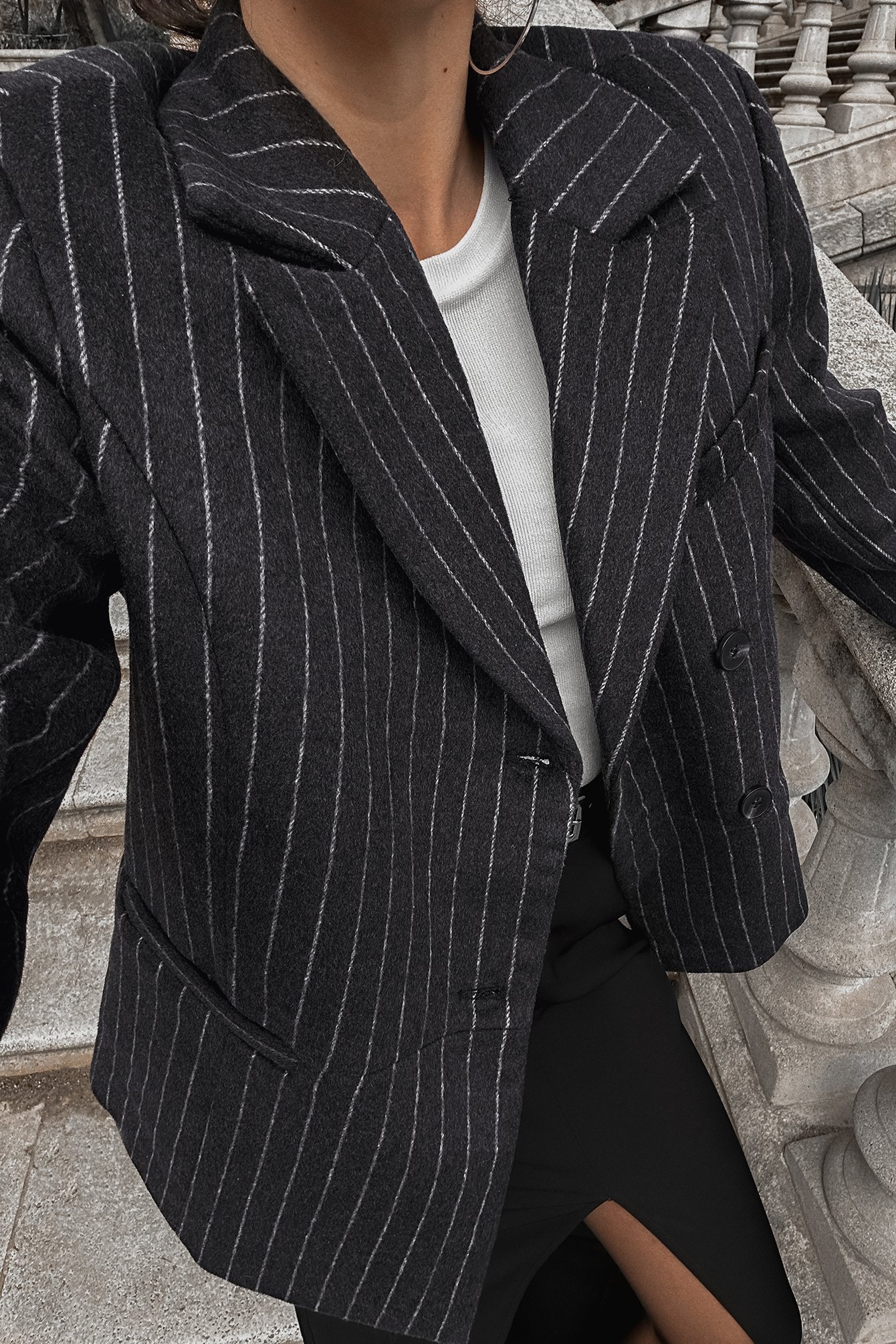 Oversized-Blazerjacke aus Wollmischung