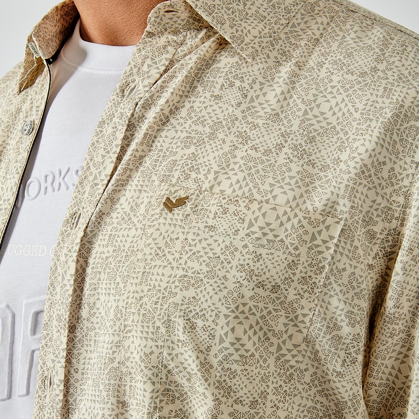 RAMA   Chemise beige imprimé homme
