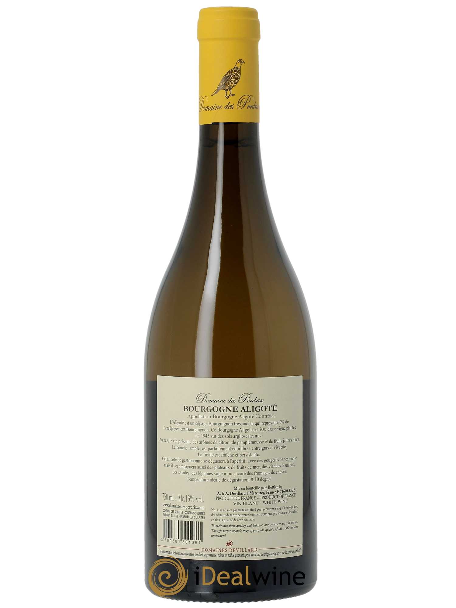 Bourgogne Aligoté Perdrix (Domaine des)  2020 - Lot de 1 Bouteille