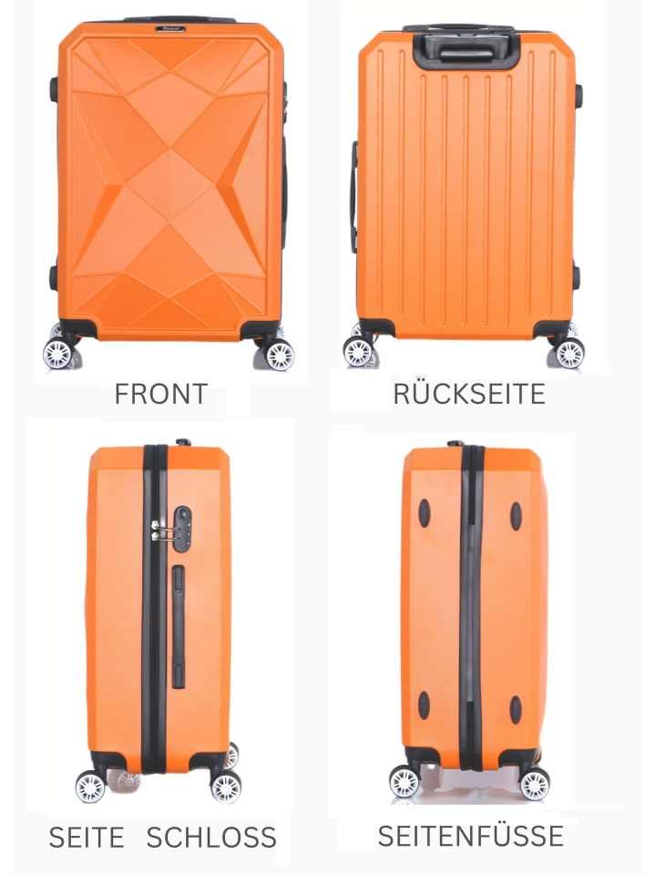 Cheffinger Reisekoffer ABS-03 Koffer 3-teilig Hartschale Trolley Set Kofferset in Orange günstig kaufen onesize