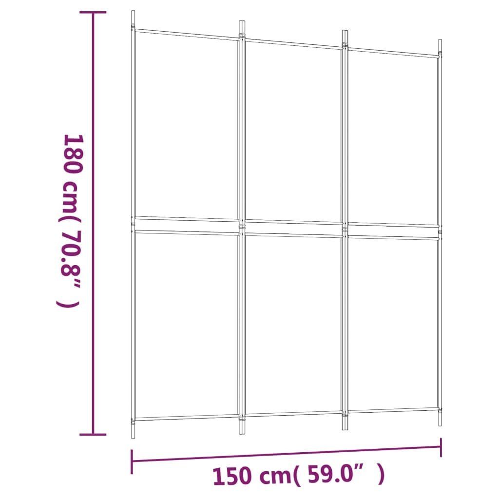 vidaXL Raumteiler 3-tlg. Paravent Weiß 150x180 cm Stoff, 1-tlg.