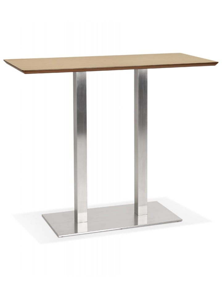 KADIMA DESIGN Stehtisch Holz Metall Kombination | Bar Tisch mit Naturholzplatte in Beige günstig kaufen