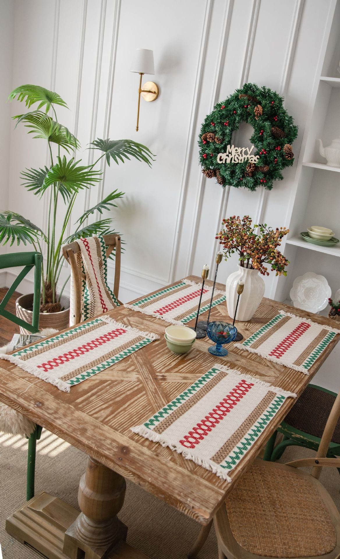 FELIXLEO Tischsitz Tischsets Boho Platzsets mit Quasten handgewebte Baumwolle 4 Stück, (4-tlg)