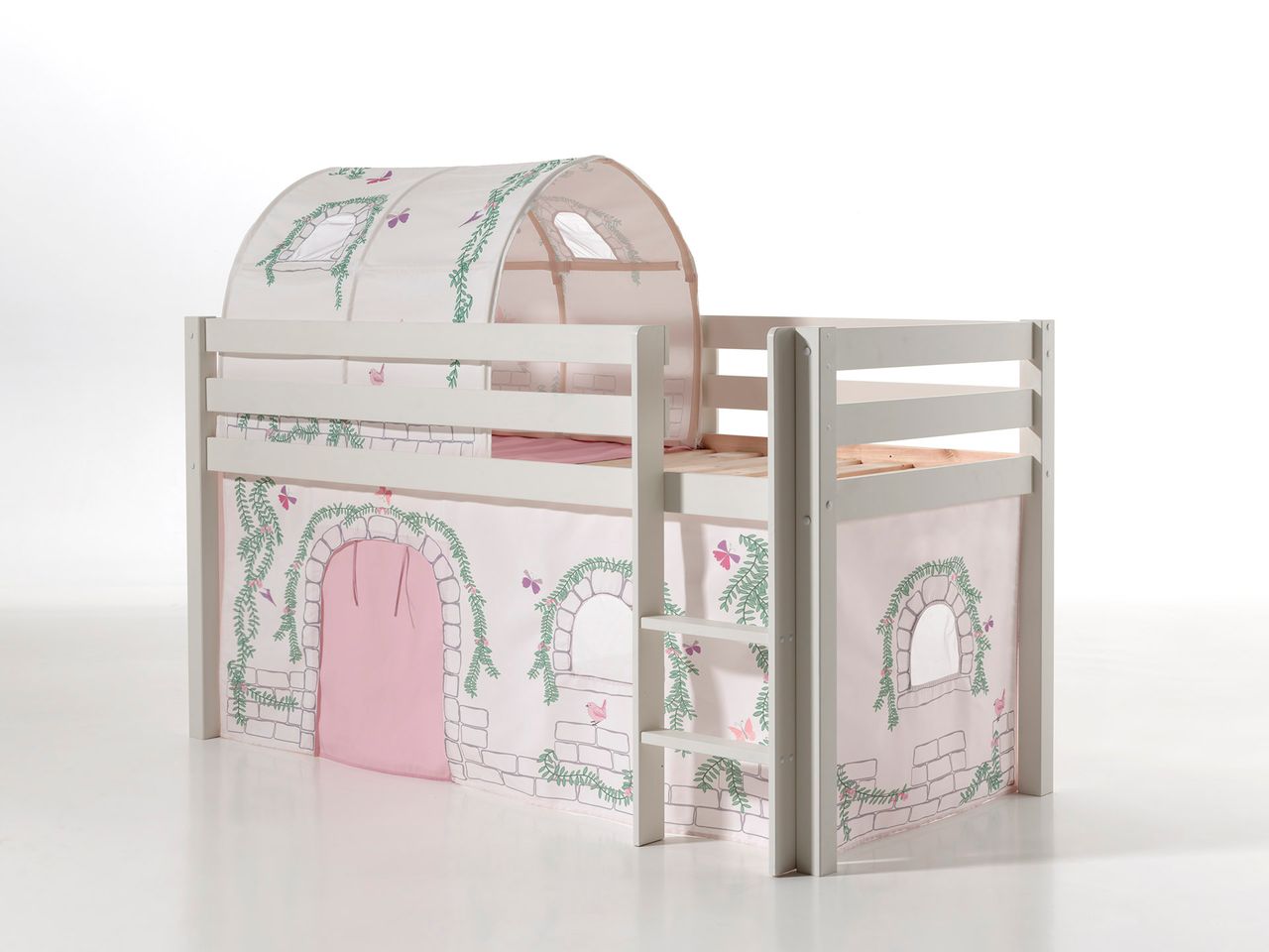 VIPACK Spielbett Pino mit Textilset Vorhang und Tunnel 