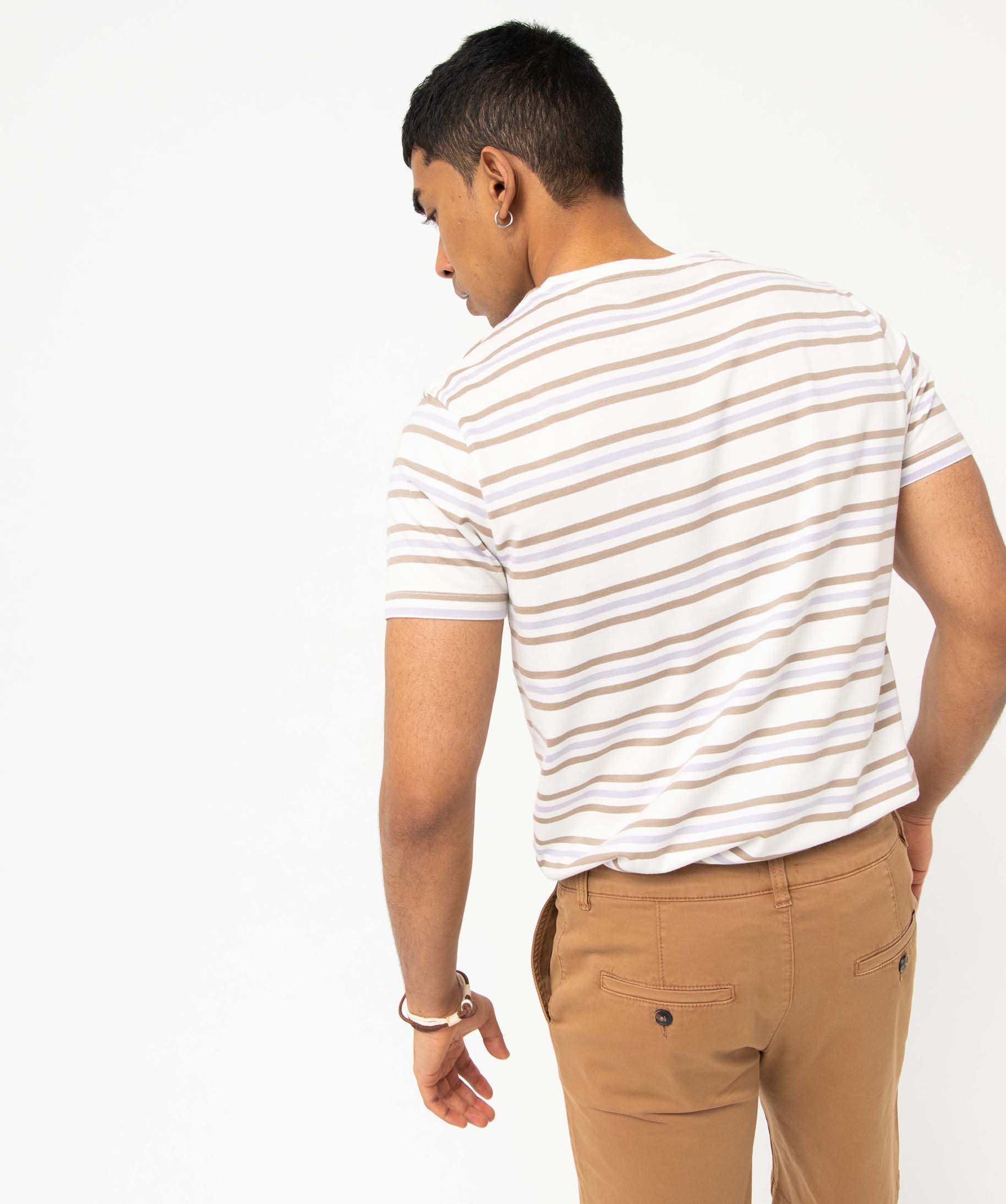 Tee-shirt homme rayé à manches courtes raye | GEMO