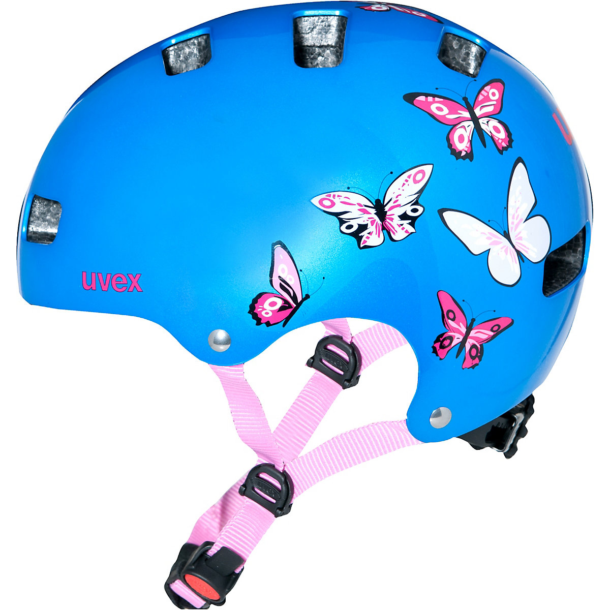 Fahrradhelm kid 3 butterfly, metallicblau