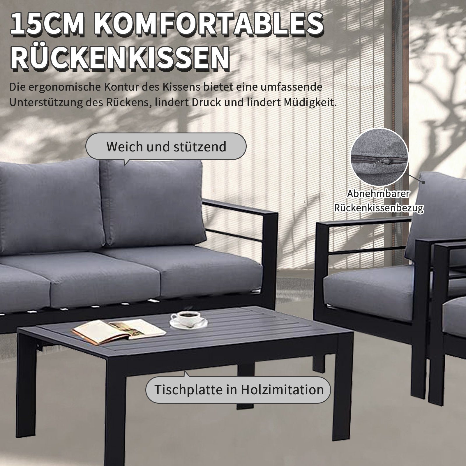 MeXo von GLP HOME Loungeset Gartenmöbel set sale aus Aluminium, Gartenlounge Set für 4-7 Personen, (Spar-Set, Essgruppe 4-5-tlg., 1x3er-Sofa, 1x2er-Sofa, 2xEinzelsessel, 1xTisch)
