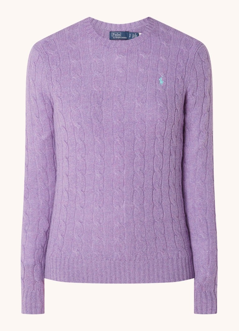 Ralph Lauren Julianna cable-knit pullover in cashmere blend with logo embroidery