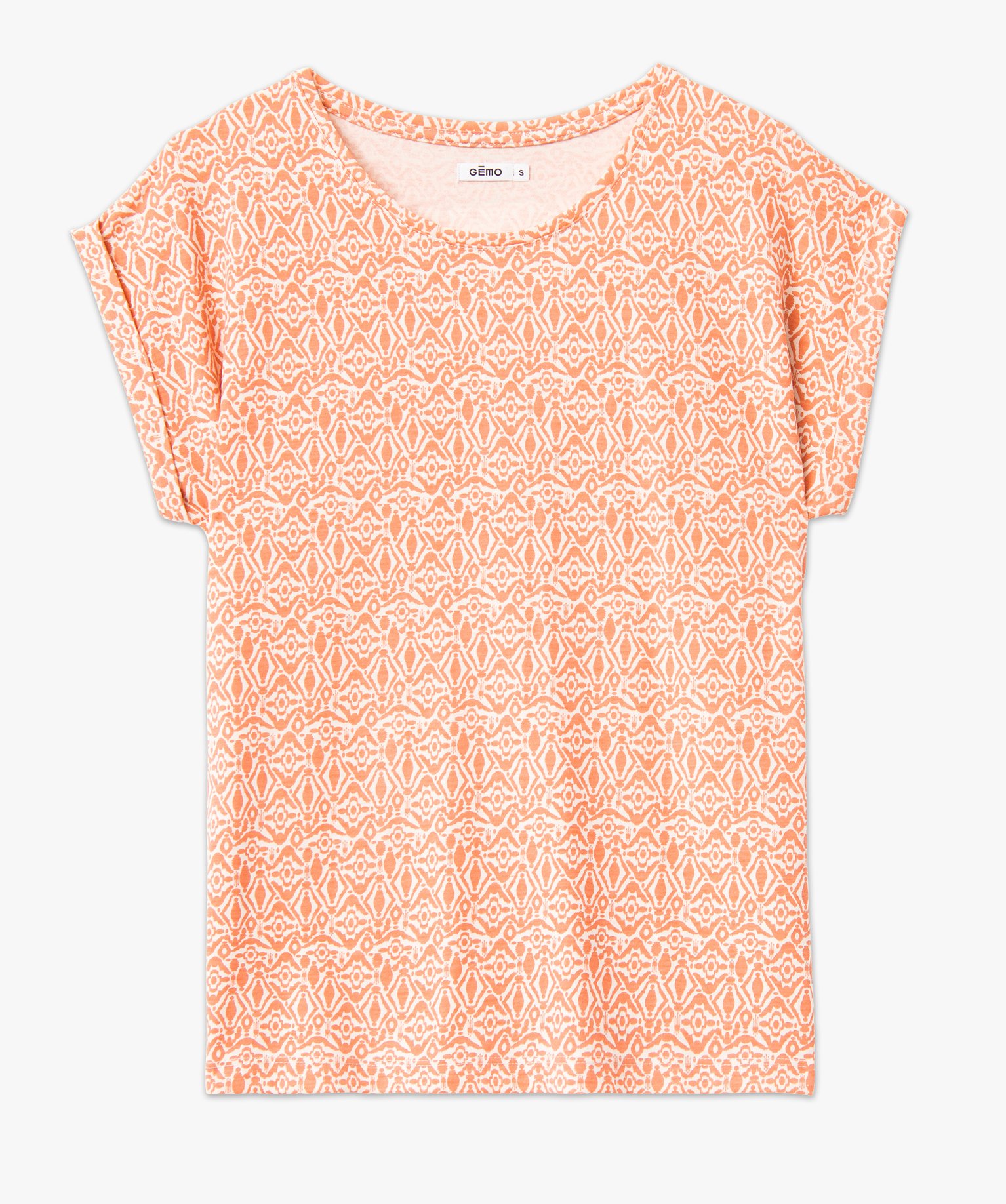Tee-shirt droit fendu à manches courtes imprimé femme imprime | GEMO