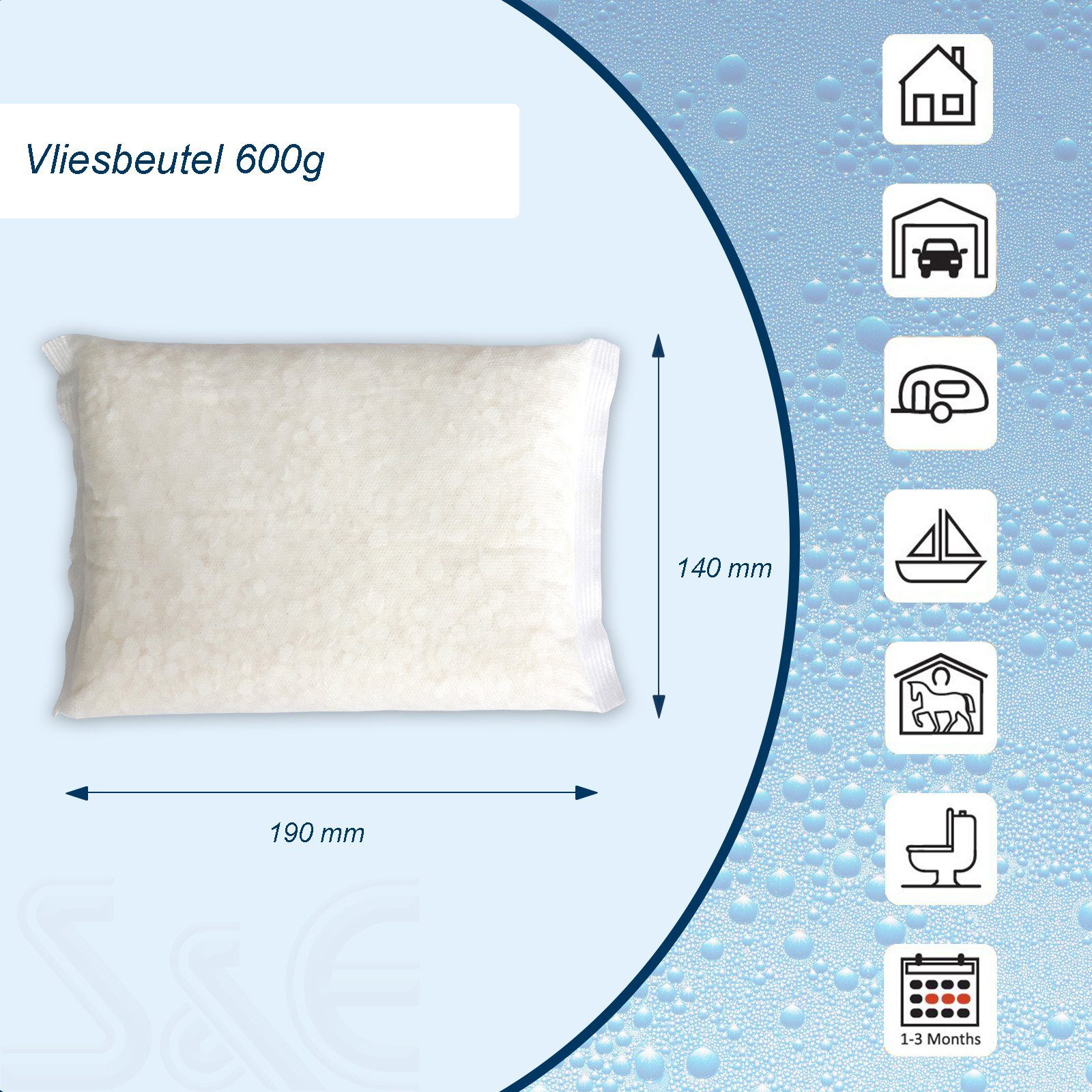 BlueCraft Luftentfeuchter Nachfüllpack 10x 600 g Raum Entfeuchter Granulat im Vliesbeutel, ohne Strom Nachfüller gegen Schimmel Schlafzimmer Wohnung