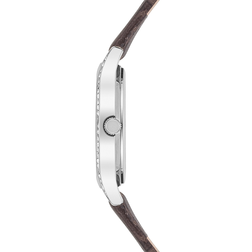 Trilani Montre à quartz en Cuir véritable en Gris Montre
