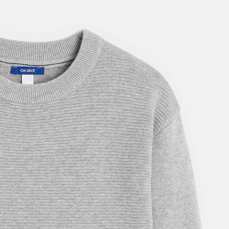 Pull à poche kangourou gris garçon