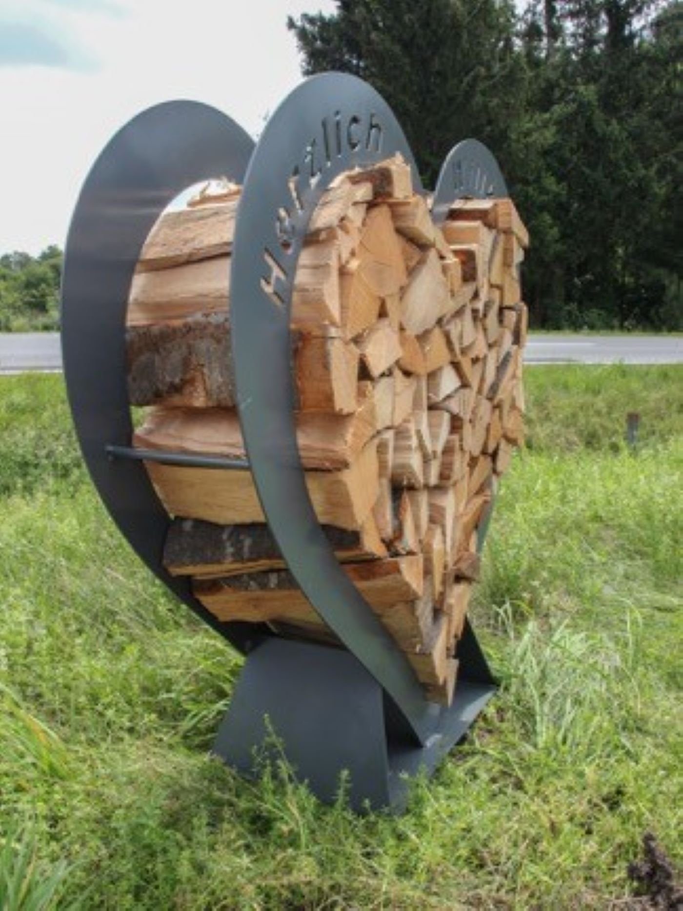 HandelHoffmann Kaminholzregal Kaminholzregal Regal Holz Aufbewahrung Herz