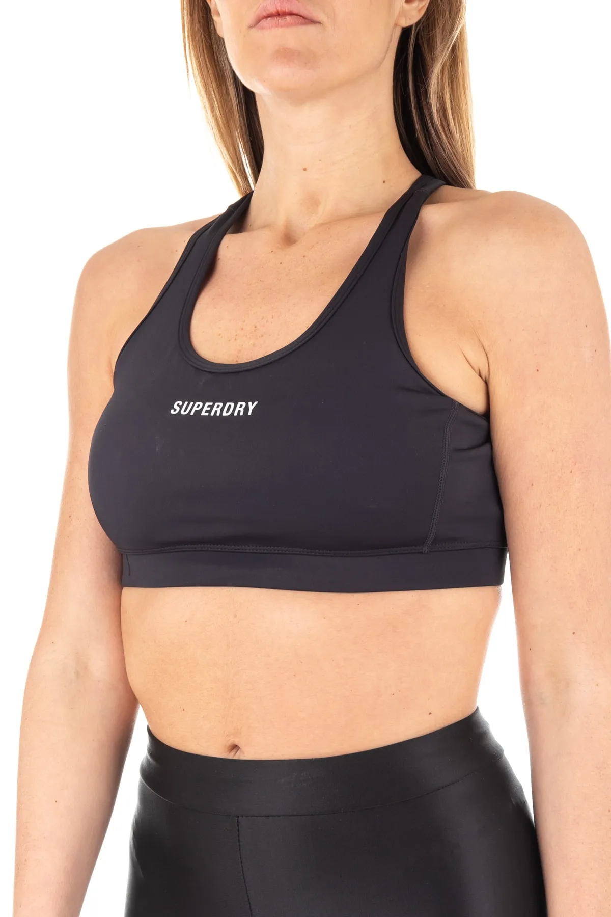SUPERDRY  Sport-BH - Schwarz - Slogan