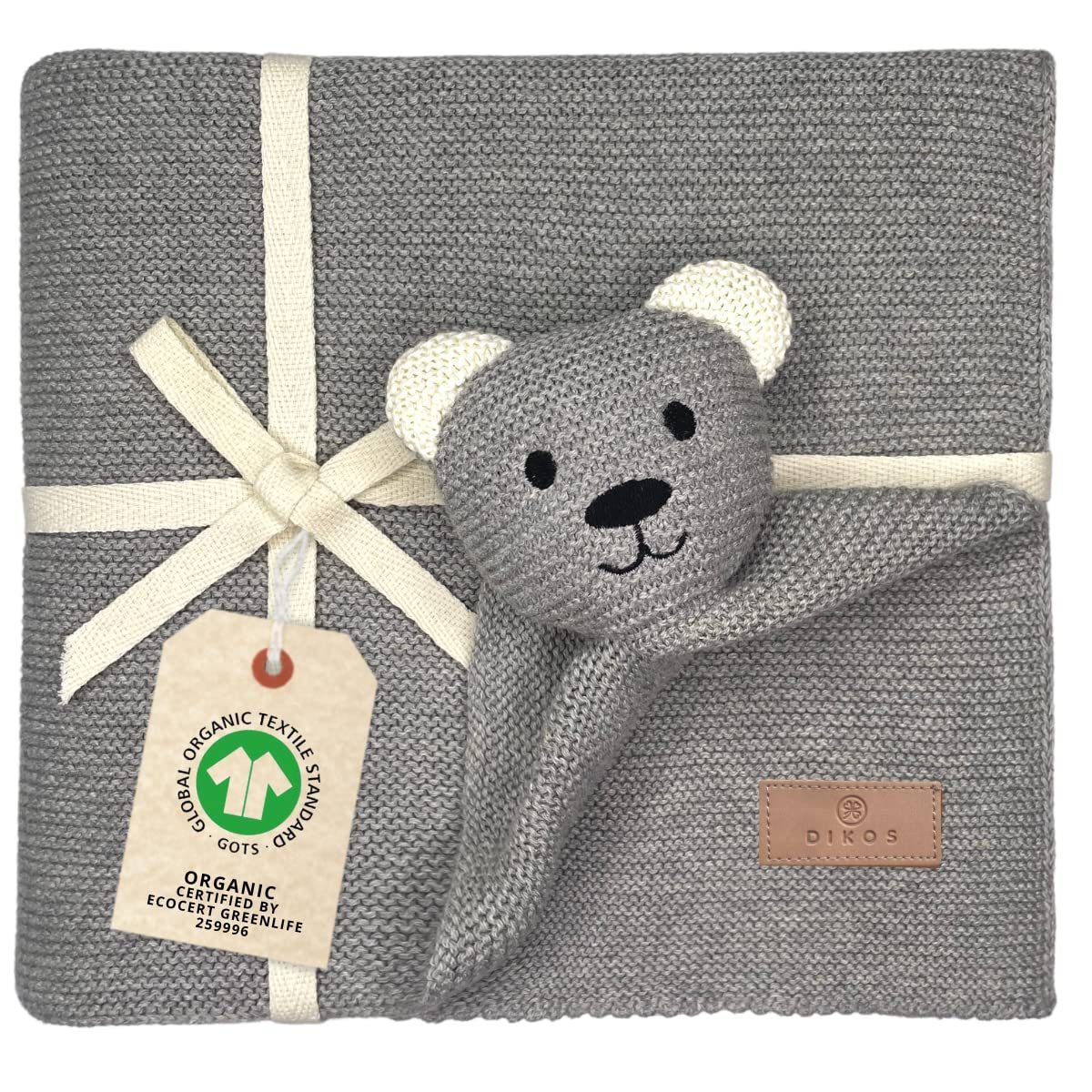 Babydecke DIKOS® Babydecke SCHMUSE-Bär Baby Geschenk Mädchen Junge Geschenkset, DIKOS, Geschenk zur Geburt, PREMIUM Qualität, 100 % BIO Baumwolle, nachhaltig