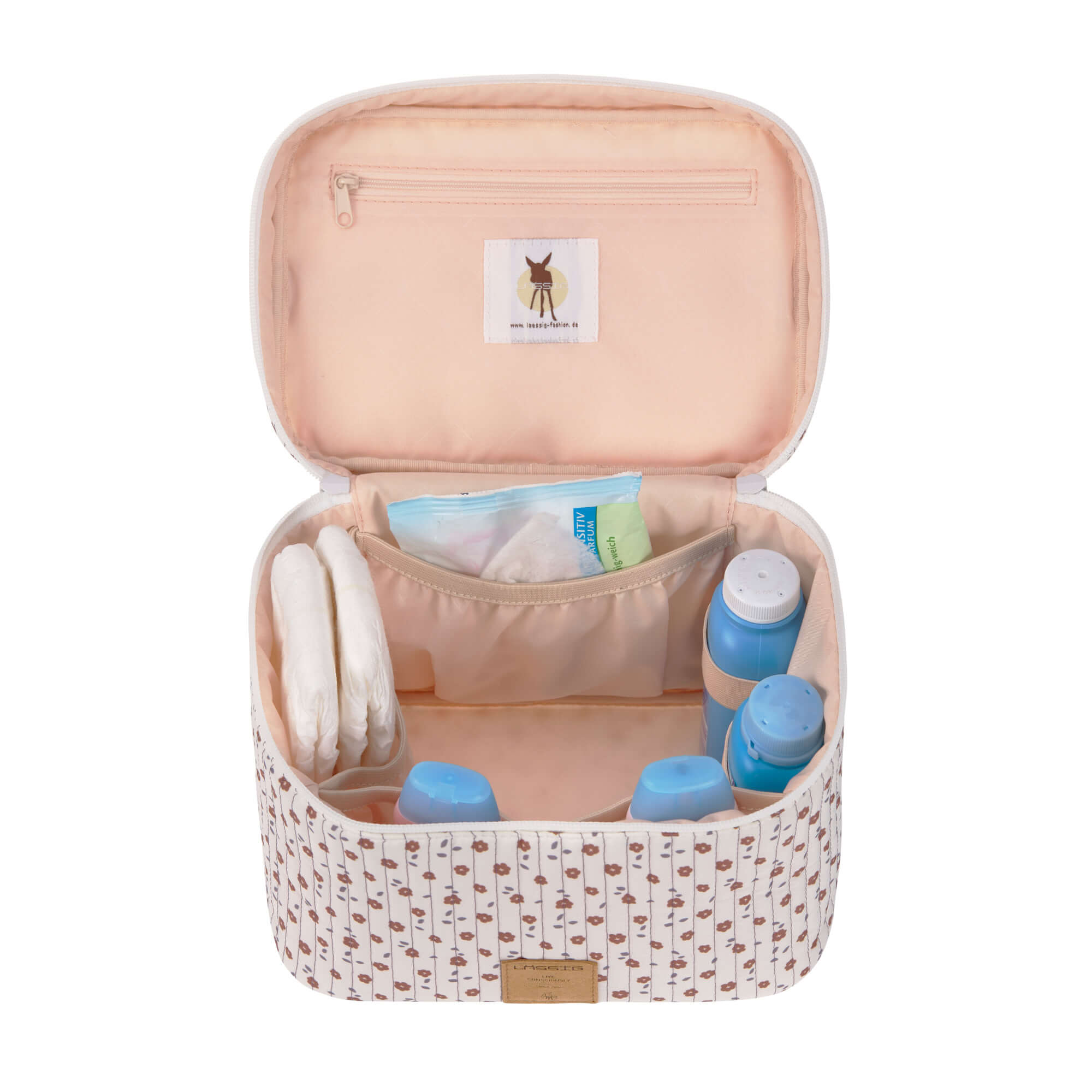 Wickeltisch Organizer - Nursery Caddy To Go, Flowers White