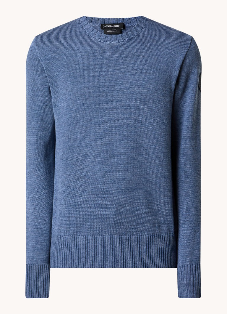 Canada Goose Rosseau Fine Knit Wool Sweater with Logo Embroidery
