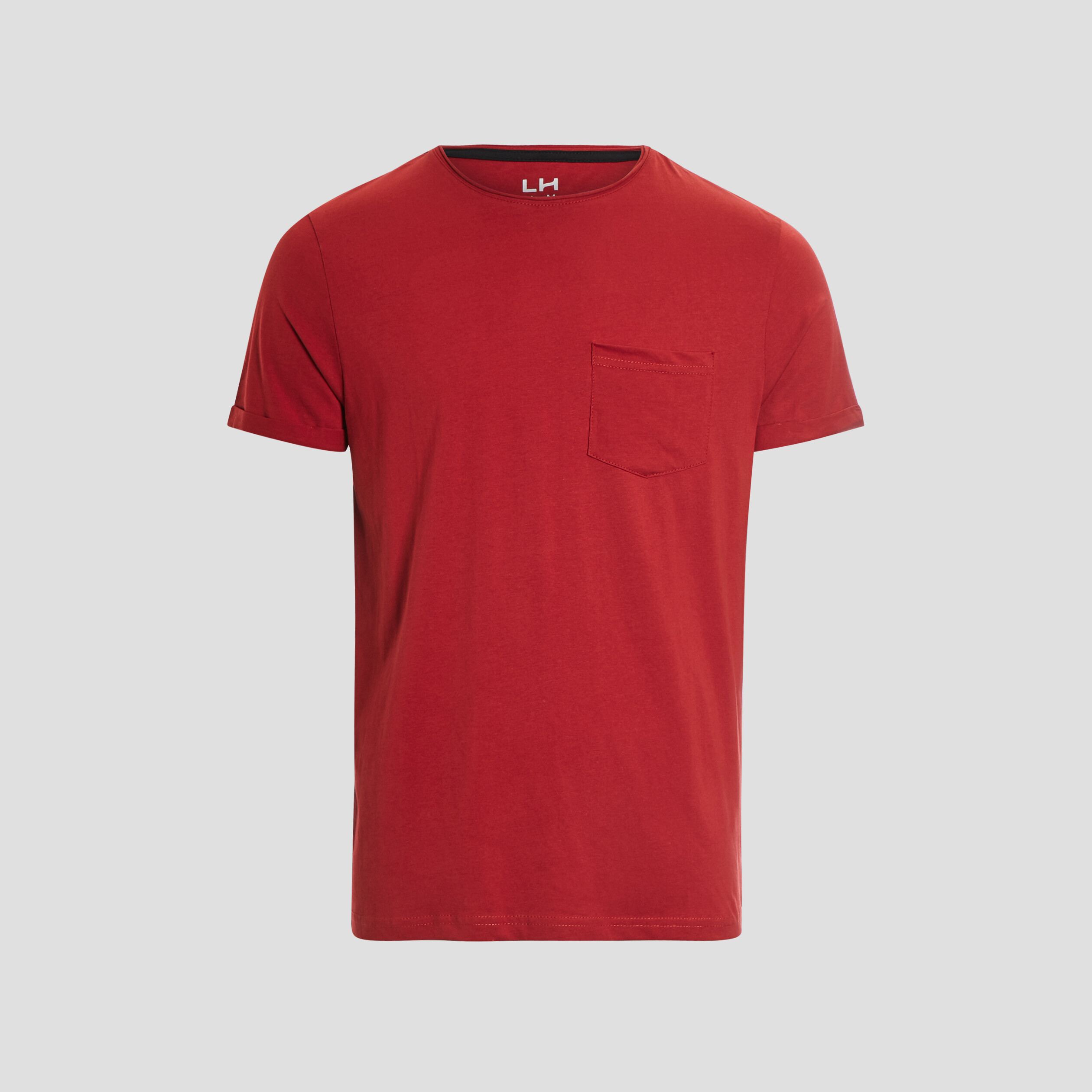T-shirt col rond avec poche plaquée bordeaux homme | La Halle