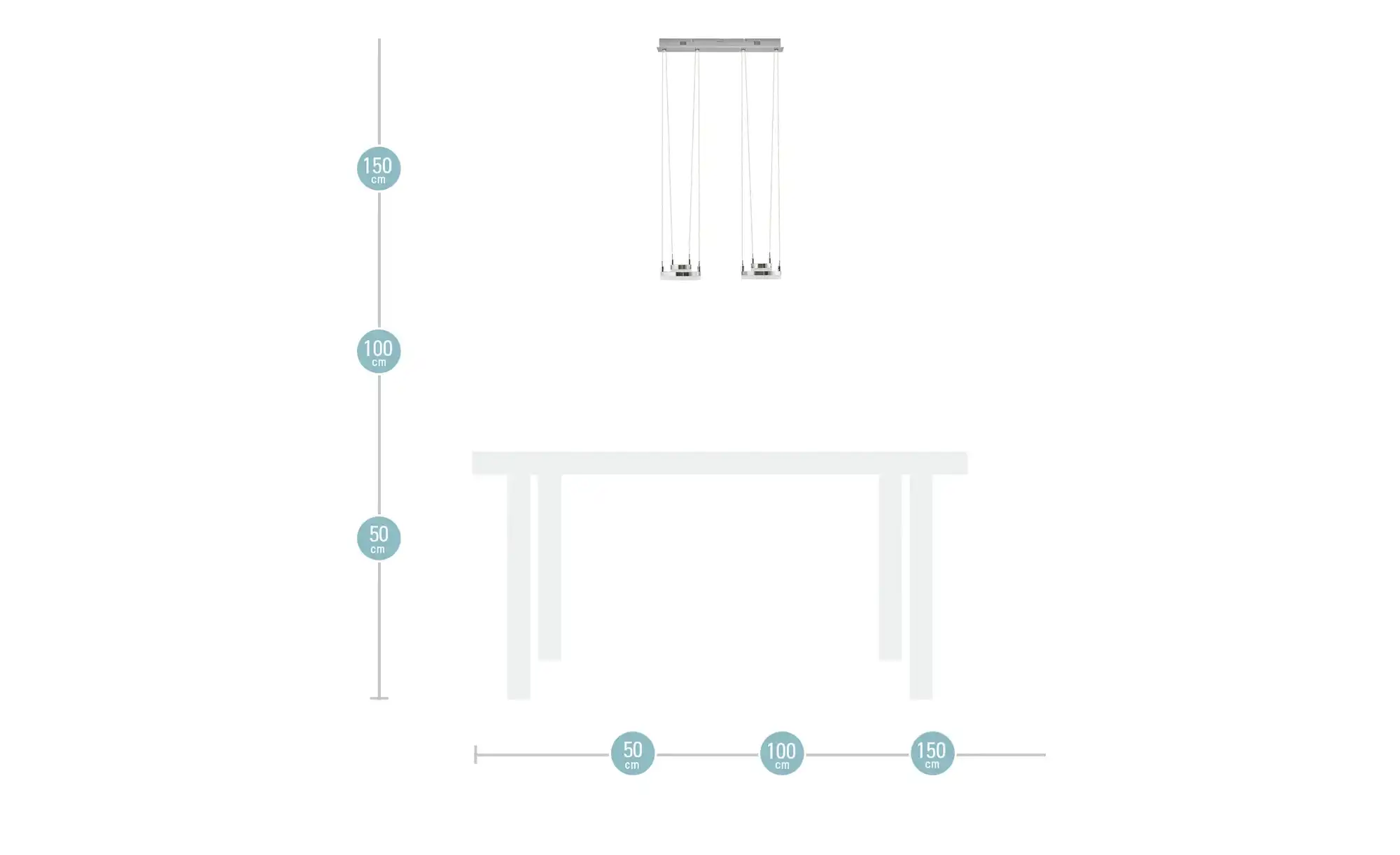 Meisterleuchten LED-Pendelleuchte, 4-flammig, nickel matt