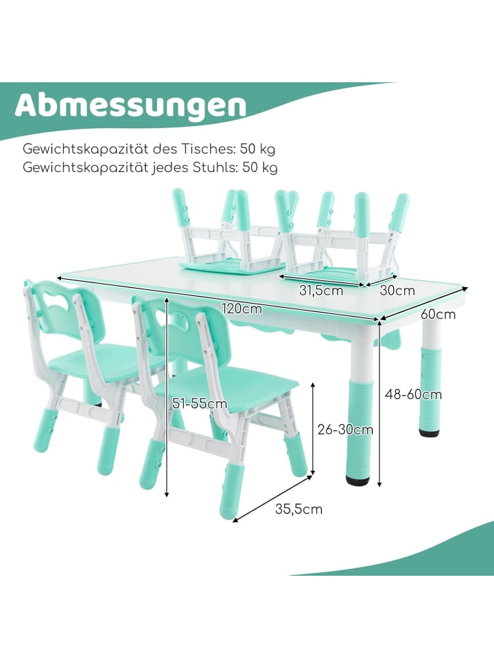 COSTWAY Kindersitzgruppe 5 tlg. ab 18 Monaten in Grün günstig kaufen onesize