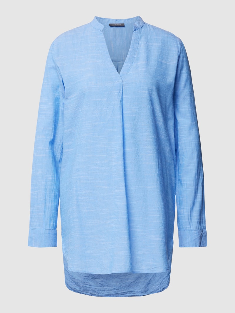 Longbluse mit V-Ausschnitt in blau