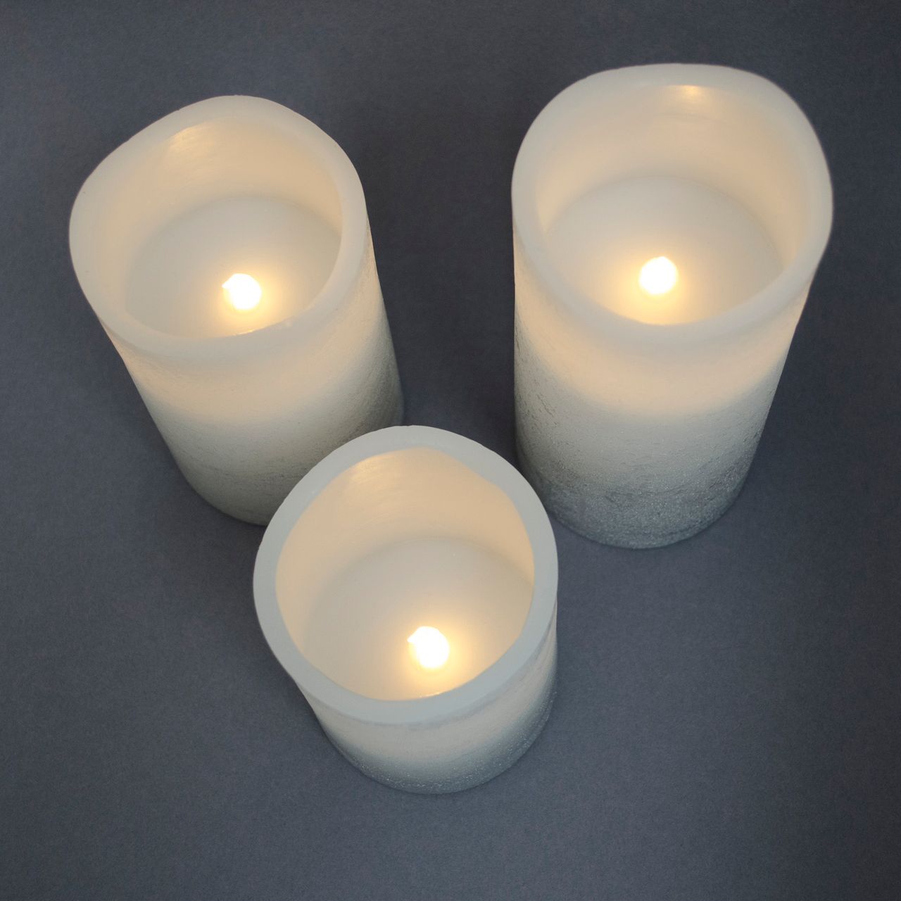 X4-Life X4-LIFE LED Echtwachskerzen mit Wellenrand und Silberverlauf 3er Set inkl. Fernbedienung