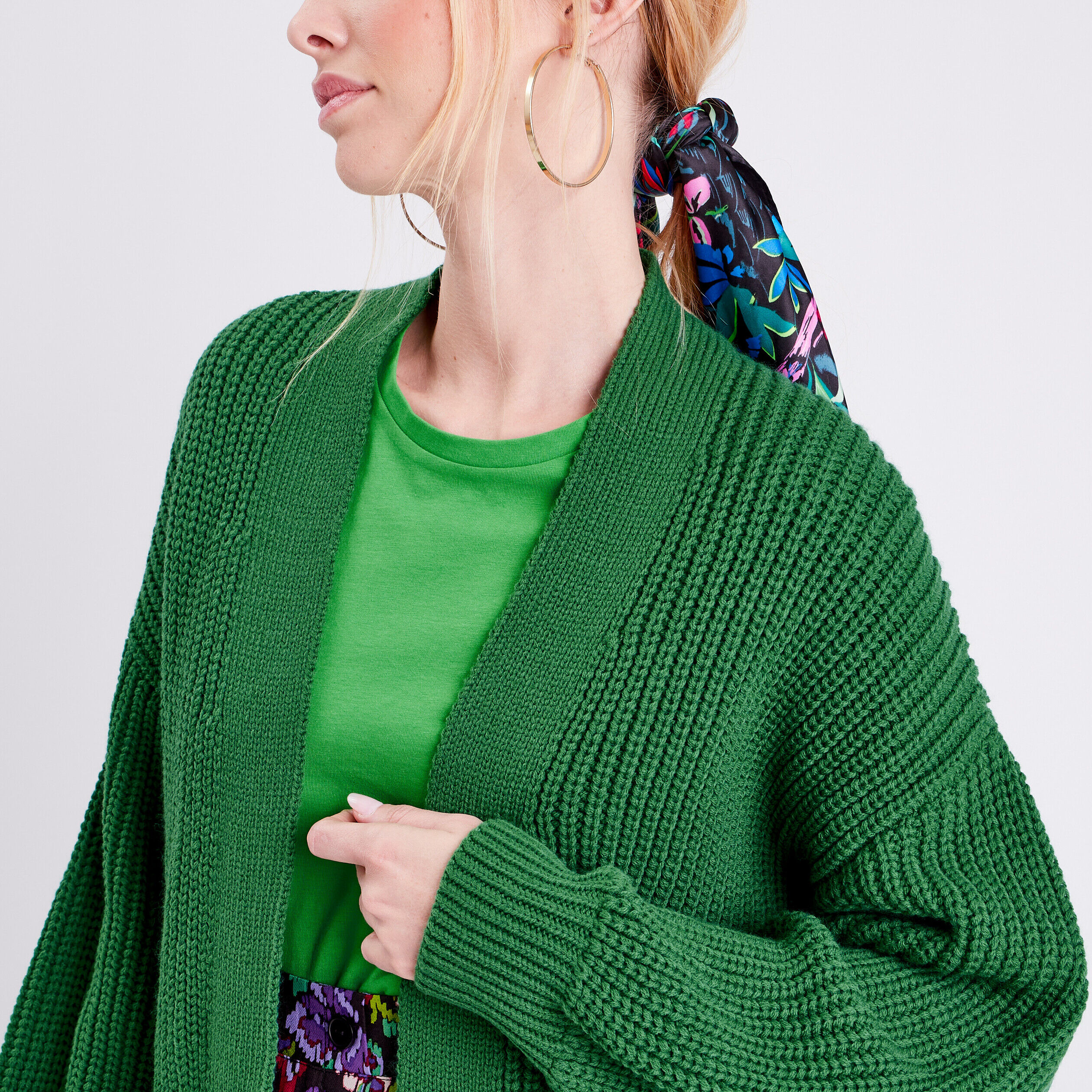 Gilet manches longues vert femme | Cache Cache