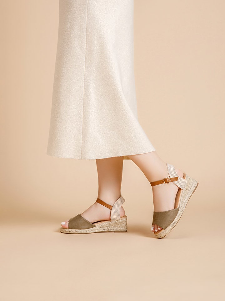 Foreverfolie Keilespadrilles in Khaki/ Beige günstig kaufen