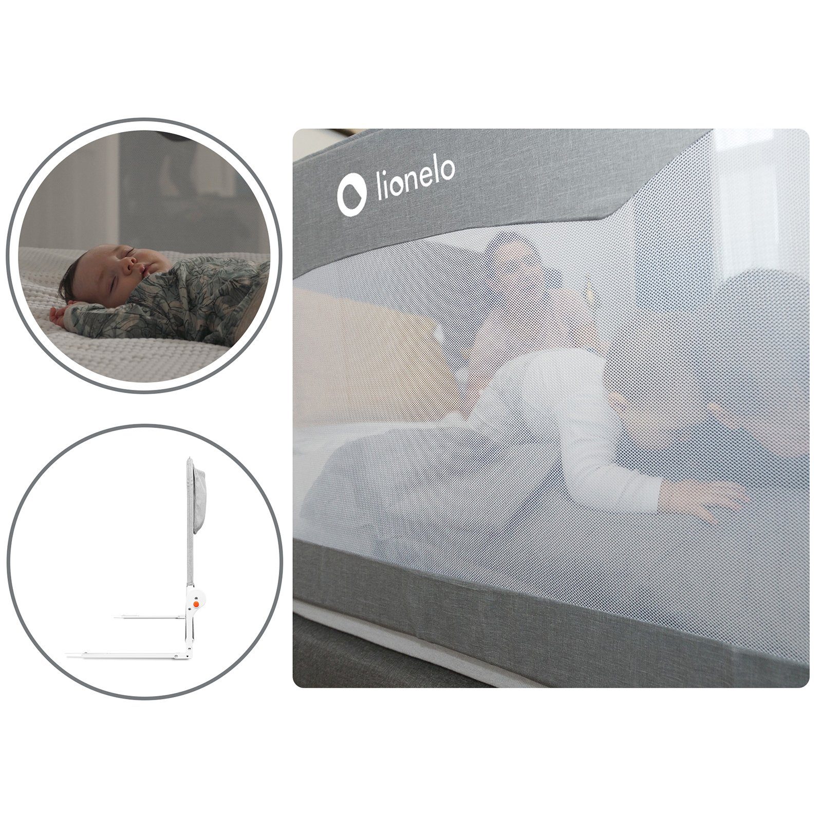 lionelo Bettschutzgitter Hanna, 180 Grad 66 cm hoch Standsafe SecureBelt