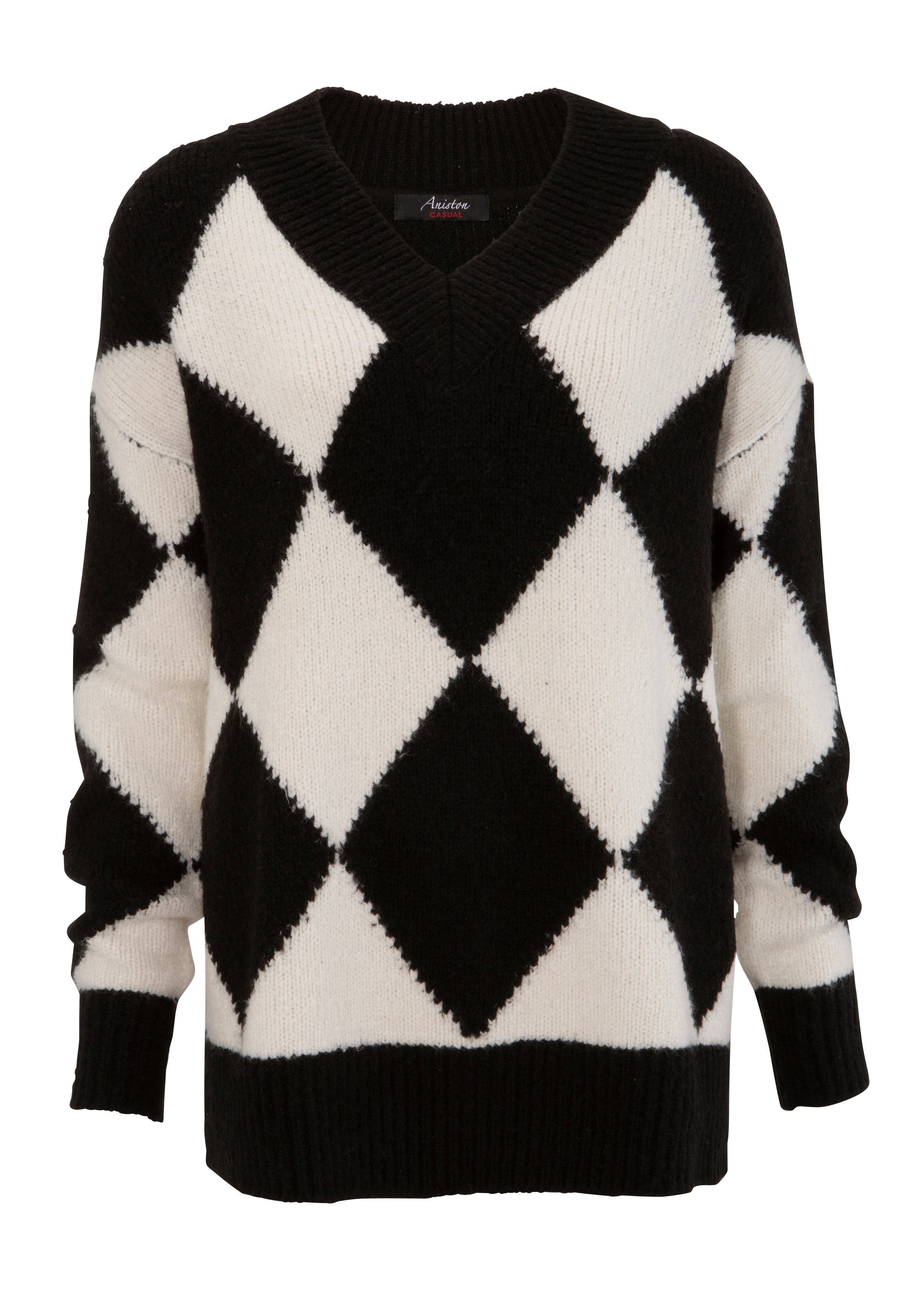 Aniston CASUAL Strickpullover im angesagtem Rauten-Dessin