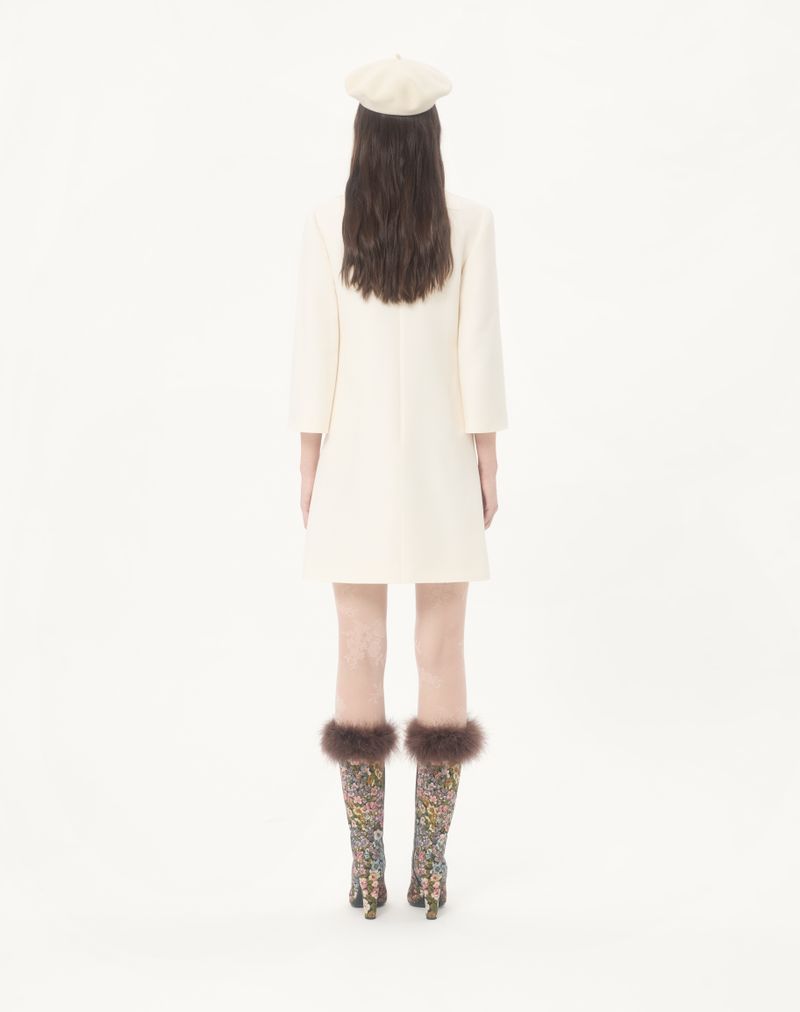 Vestido curto de crepe de alta costura