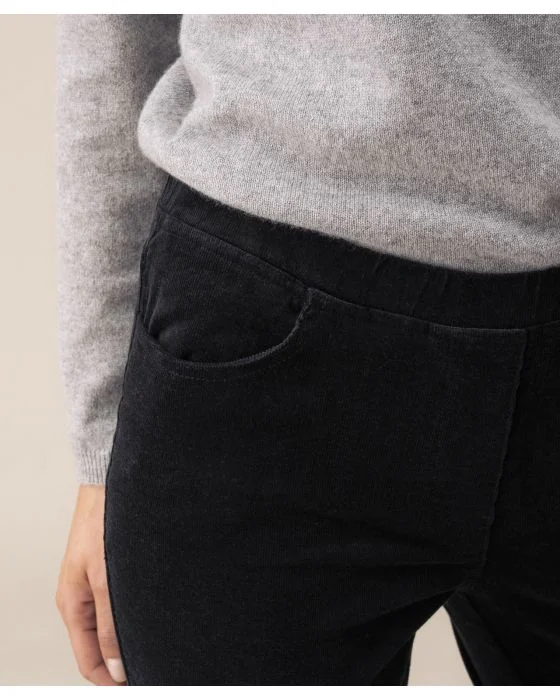 Pantalon velours à ceinture élastiquée