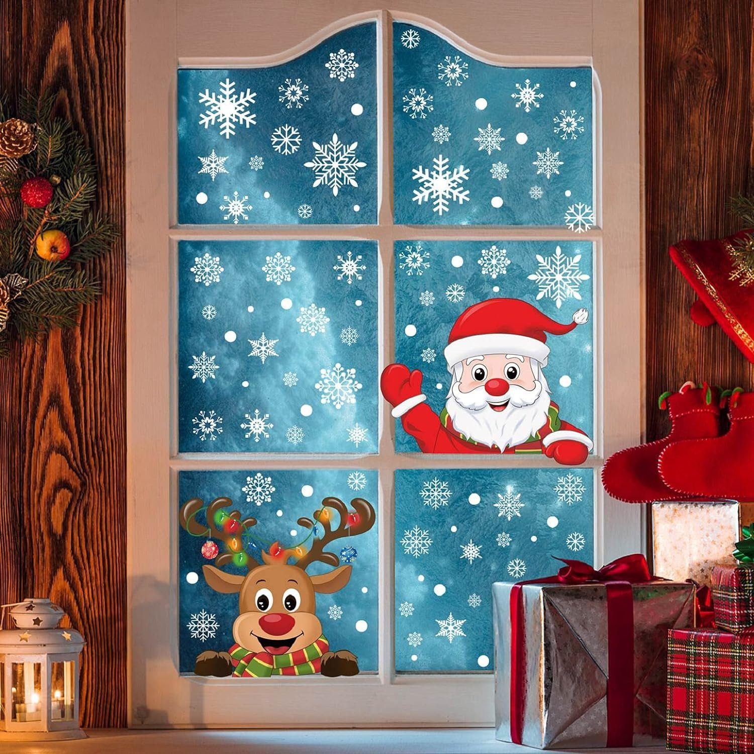 Fenstersticker Schneeflocken Fensterdeko Weihnachten Winter, Fenstersticker, aikidio, Extra dicke, transparente PVC-Folie, wiederverklebbar
