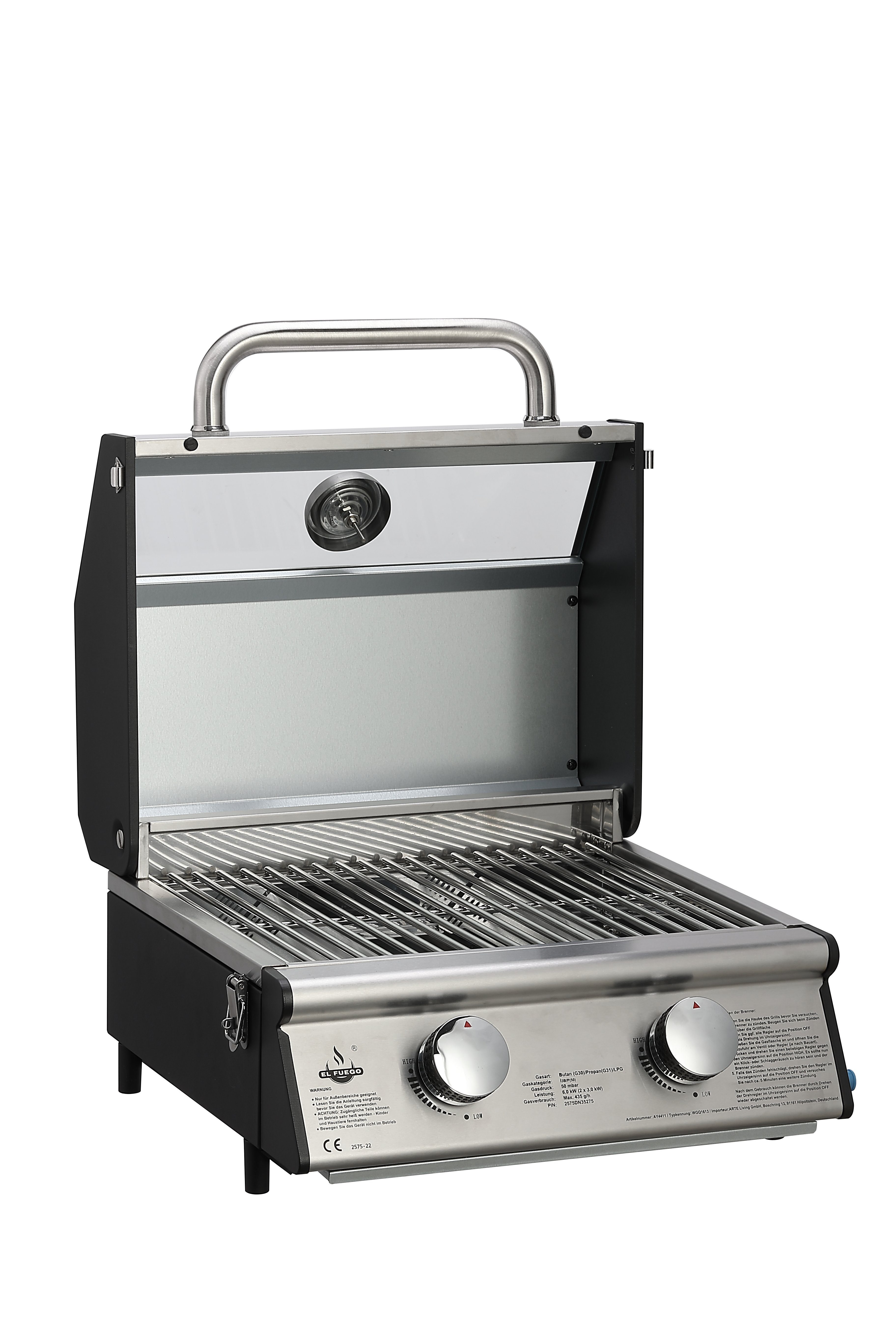 El Fuego Camping-Gasgrill AY4411, AY4411 Edelstahl-Gasgrill 