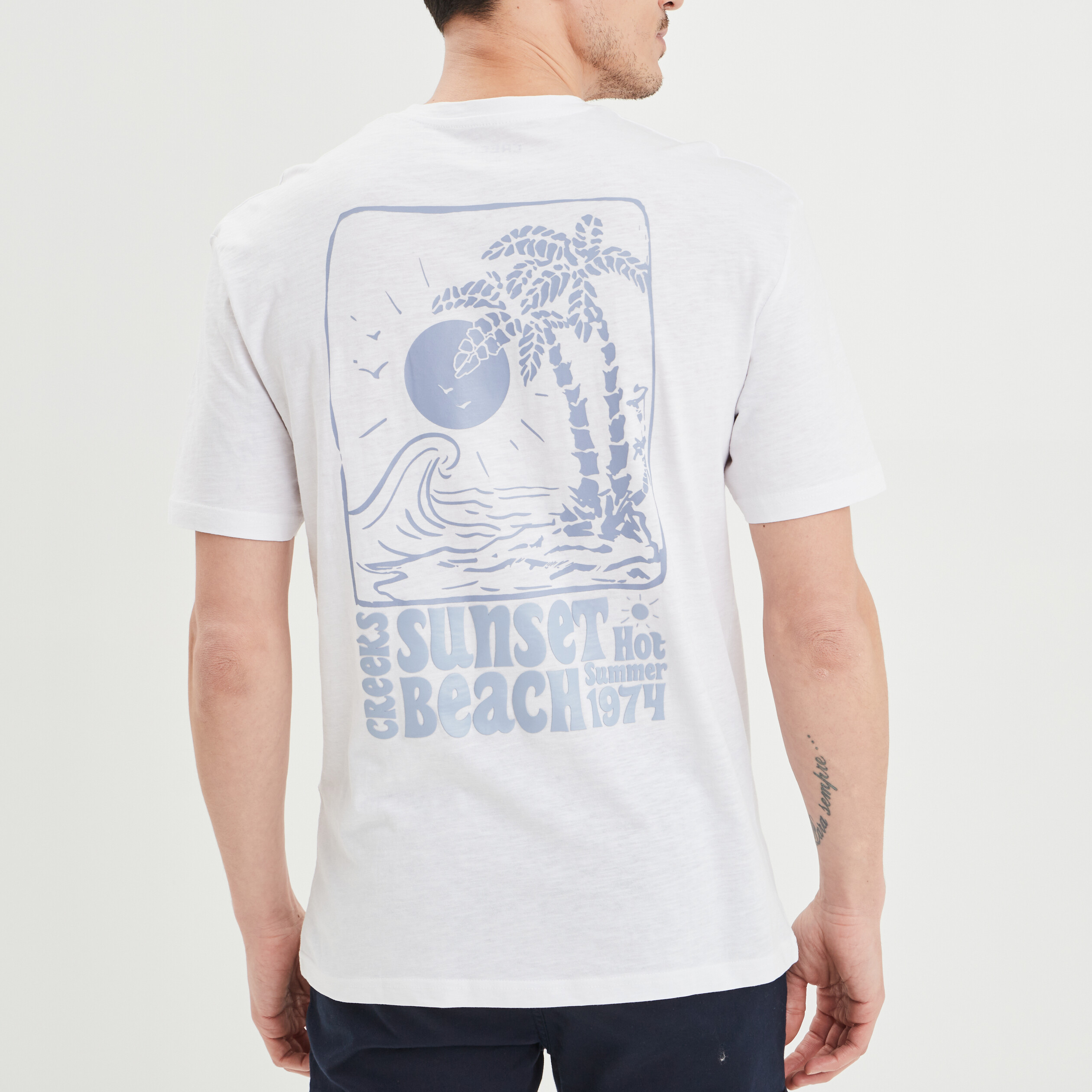 T-shirt oversize manches courtes Creeks blanc homme | La Halle