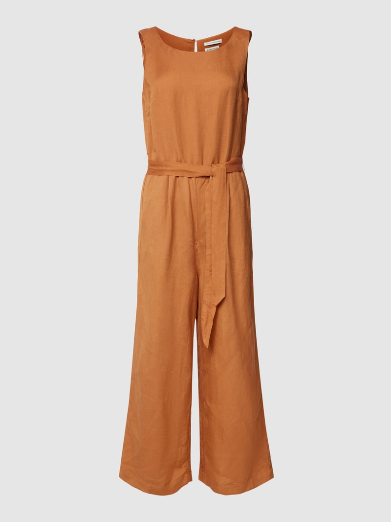 Jumpsuit aus Viskose mit Reißverschluss in cognac
