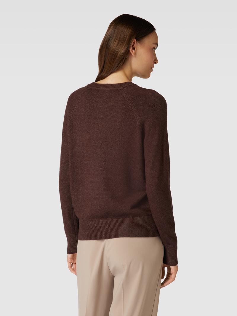 Strickpullover mit gerippten Abschlüssen in metallic braun meliert