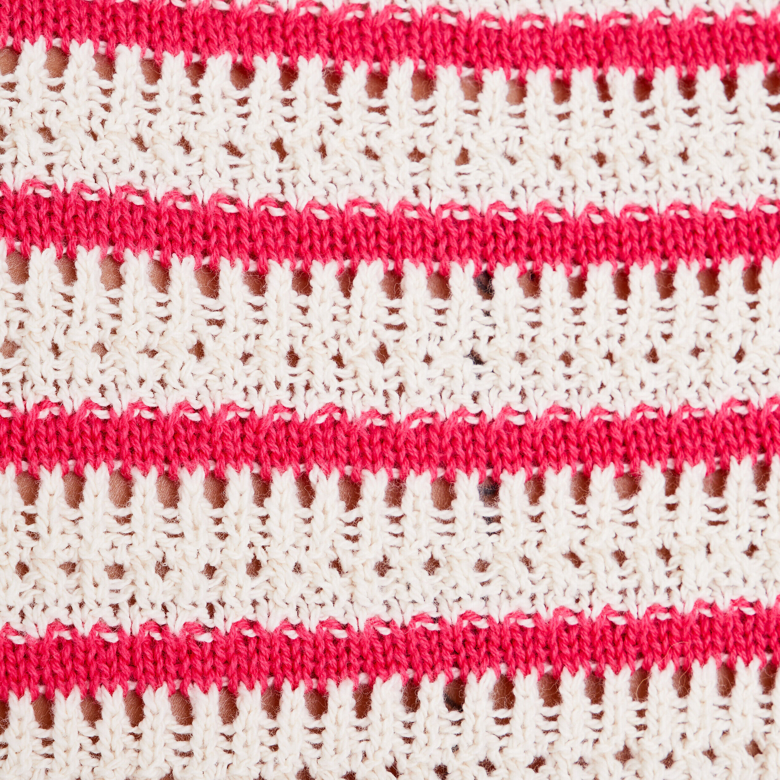 Pull manches longues ajouré rose vif femme | Cache Cache