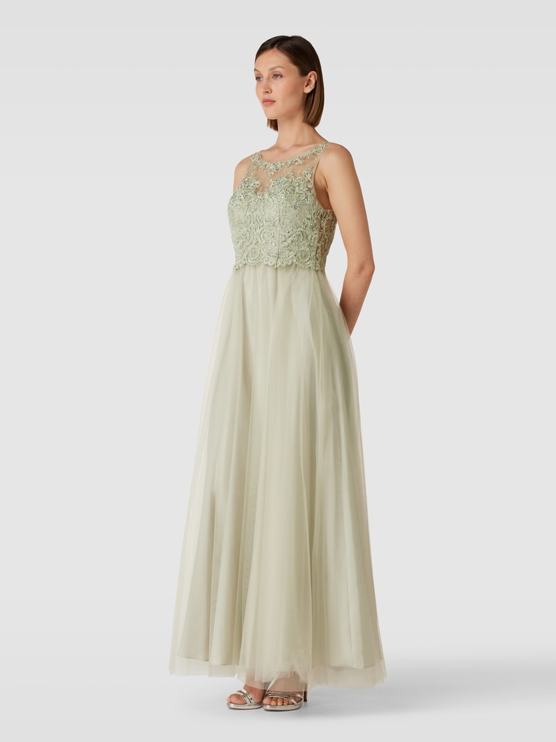Abendkleid mit Spitzenbesatz in mint