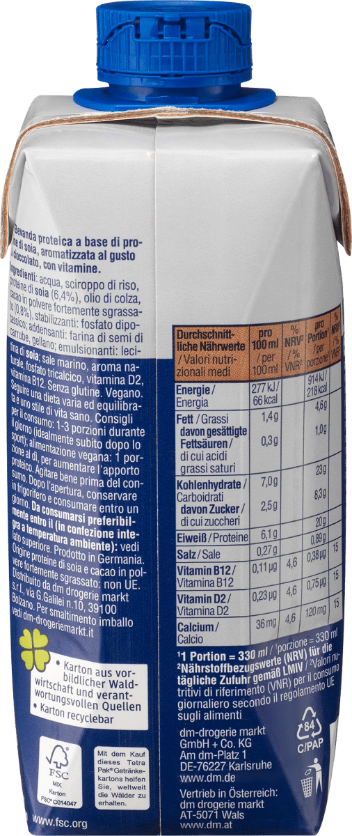 Protein Drink Vegan, Schoko-Geschmack, trinkfertig, 330 ml