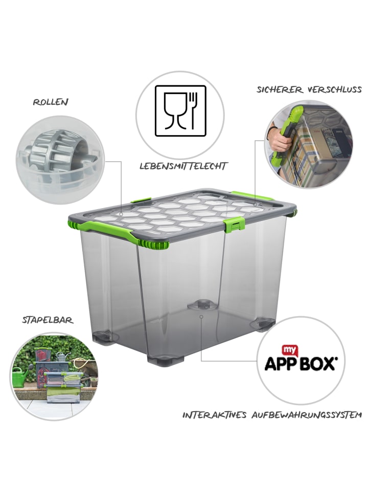 Rotho 3er Set Aufbewahrungsbox mit Deckel 65l EVO Total in Anthrazit tr. günstig kaufen onesize