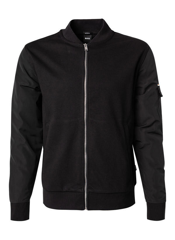BOSS Black, Sweatjacke, mercerisierte Baumwolle, schwarz