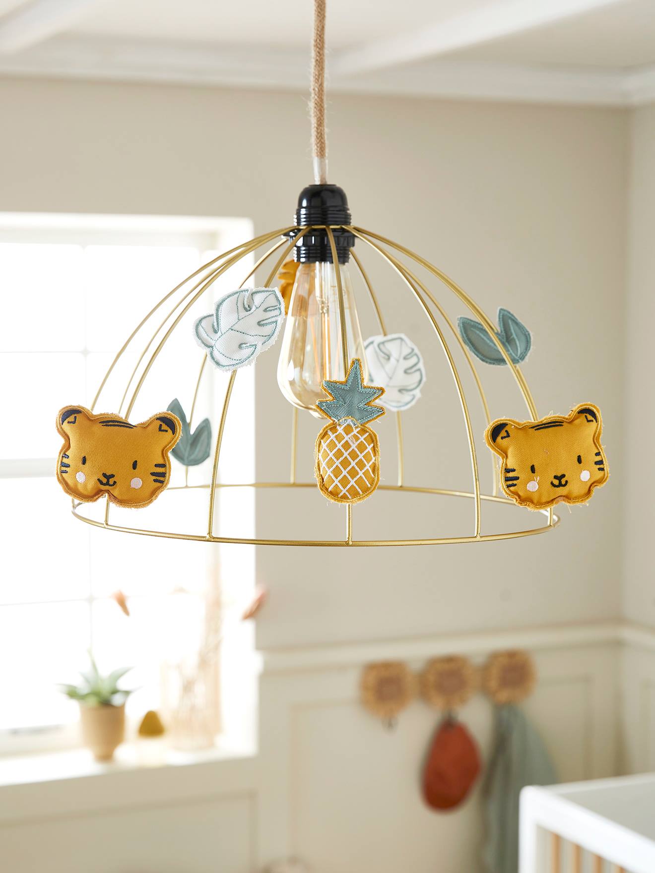 Vertbaudet Kinderzimmer Lampenschirm PANDAFREUNDE - gold/mehrfarbig